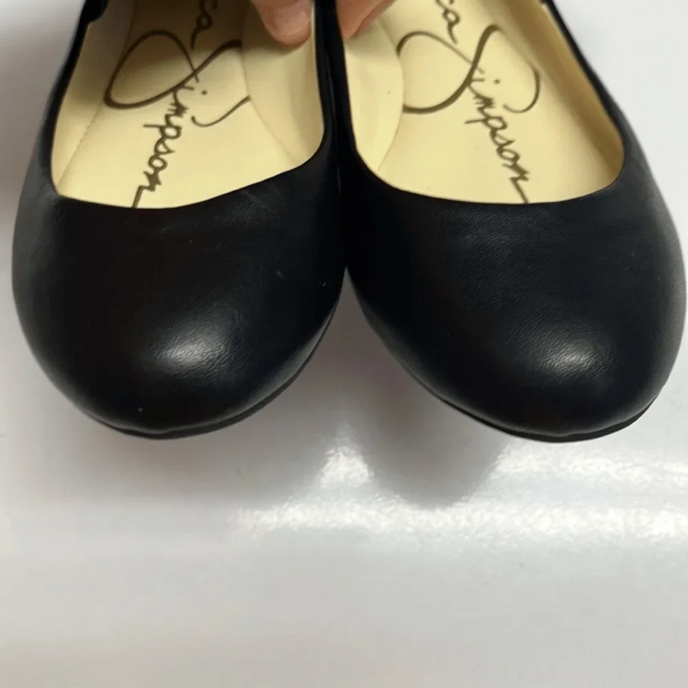 Jessica Simpson Black Criss Cross Ankle Ballet Rounded Toe Flats- 6.5M